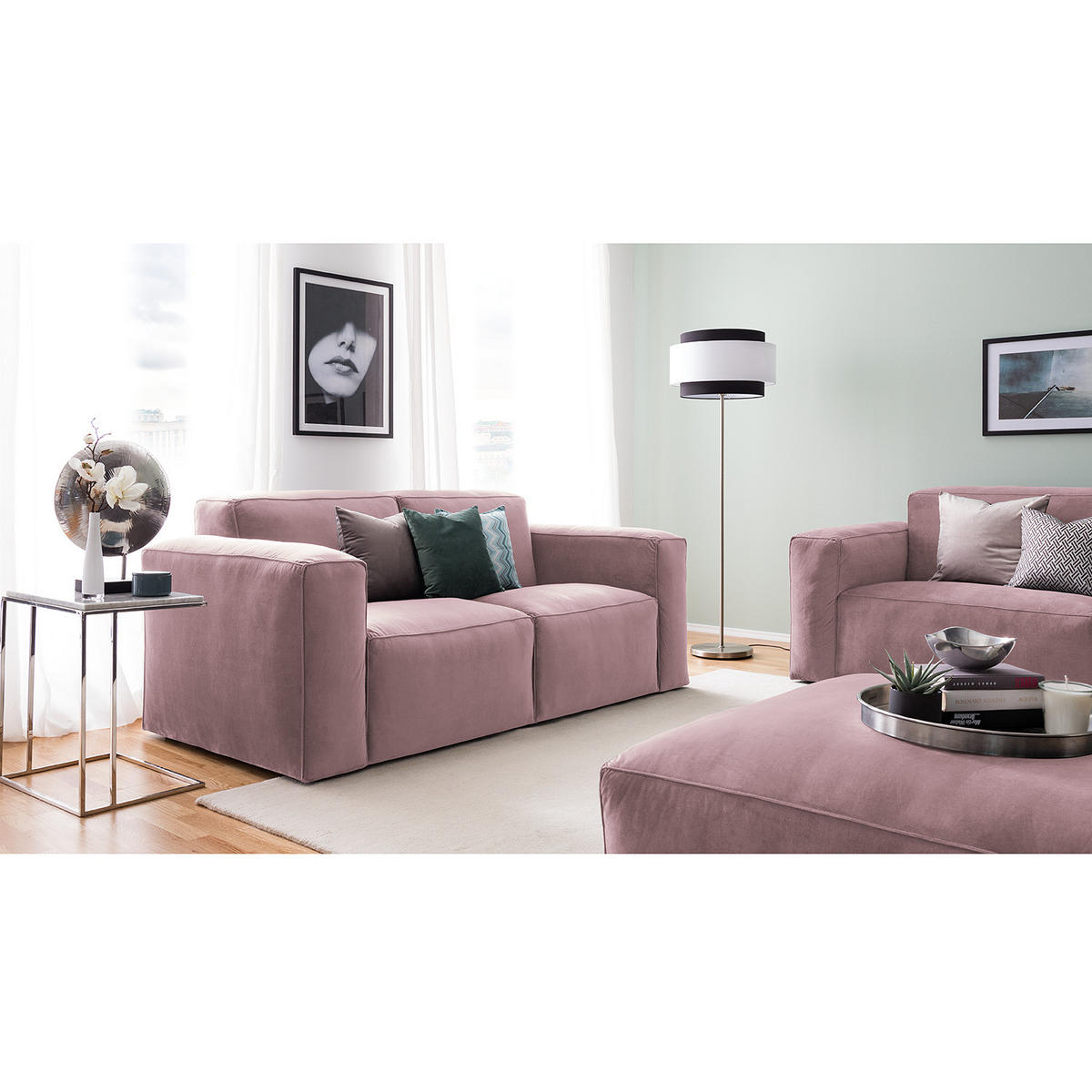 2-SITZER SOFA - Mauve, Textil (190/75/96cm) - home24