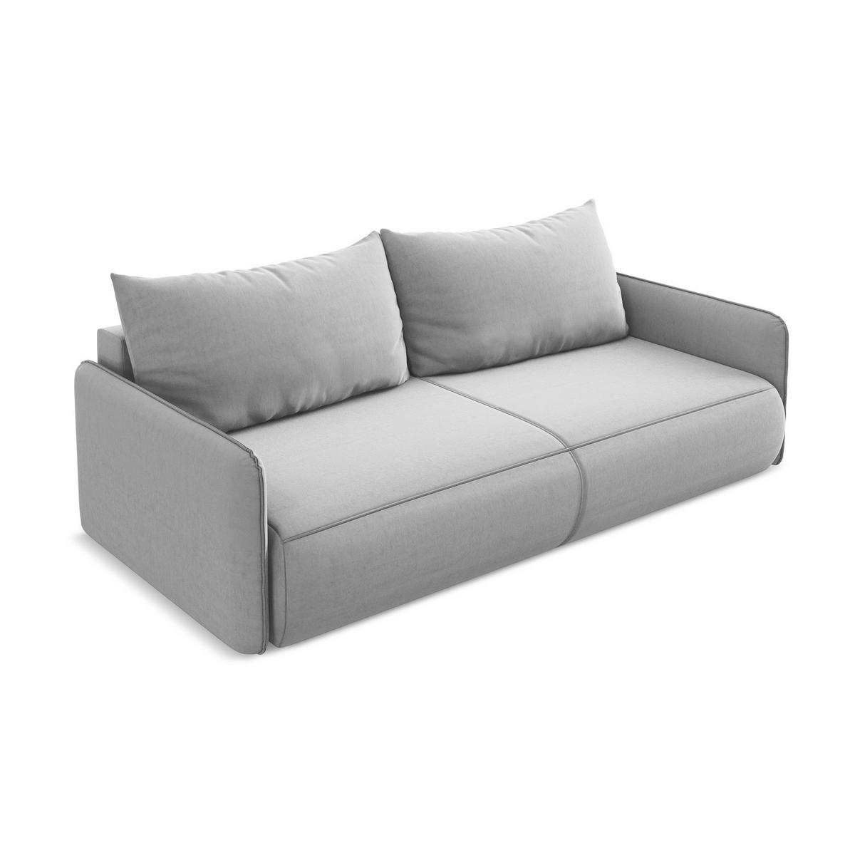 3-SITZER SOFA mit Schlaffunktion Samt Stoff Grau - Schwarz/Grau, Kunststoff/Textil (216/86/105cm) - LaMiaSofa