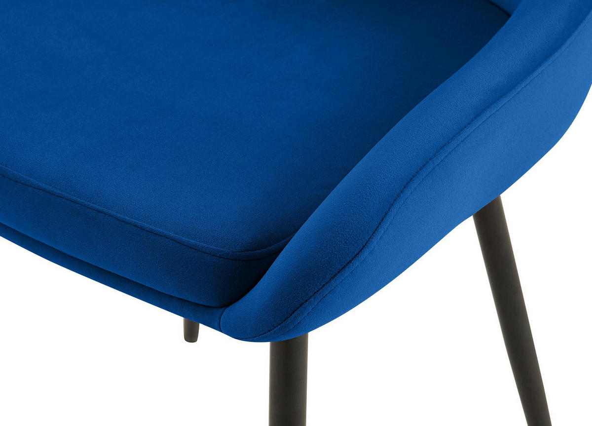 STUHL Samt Dunkelblau - Schwarz/Dunkelblau, Textil (50/86/53cm) - CLP
