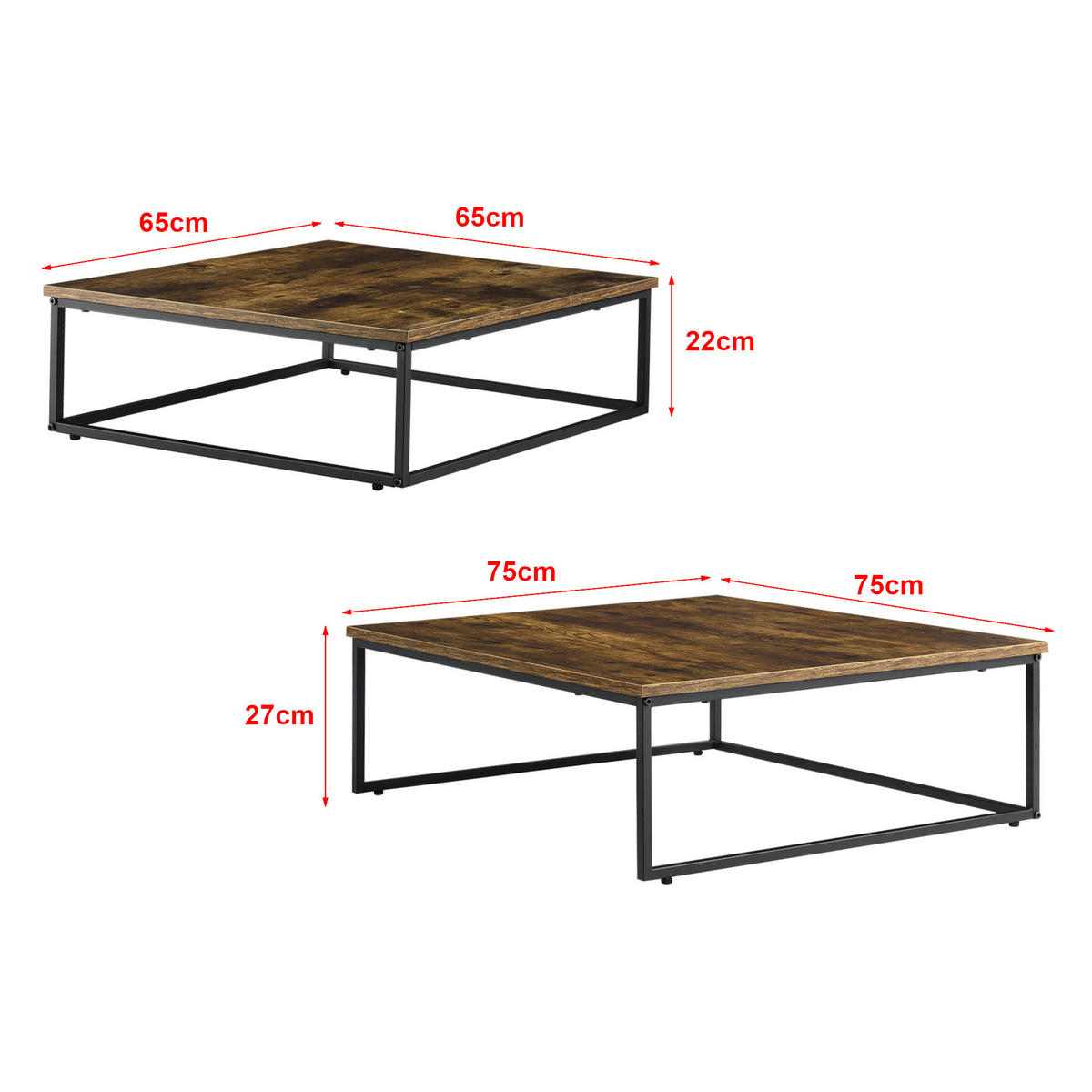 COUCHTISCH SET Haninge SET 2-teilig 75/75/27 - Braun, Holzwerkstoff (75/75/27cm) - [en.casa]