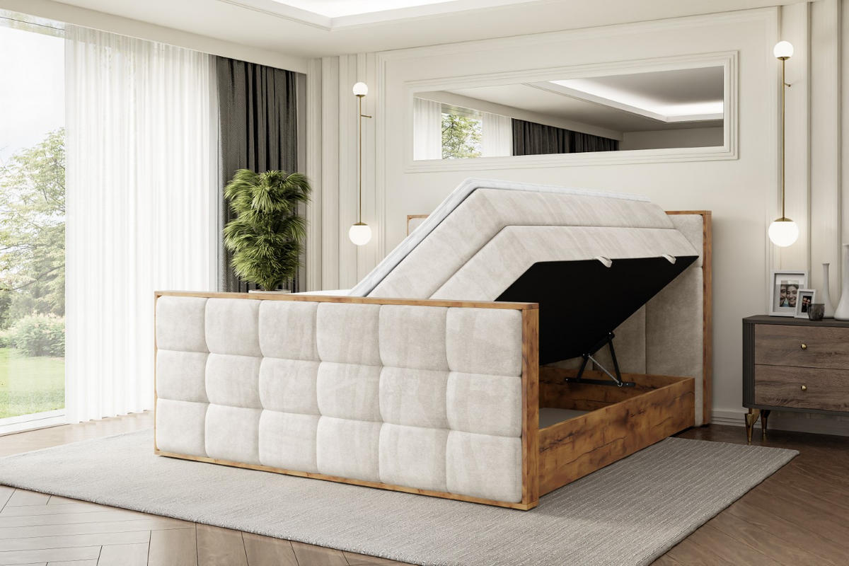 BOXSPRINGBETT mit Matratze H3|H4 und Lattenrost - LOLLI7-Z KING-140x200 - Beige Casablanca - Beige, Holzwerkstoff (140/200cm) - ALTDECOR