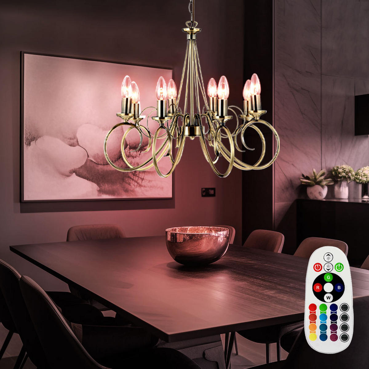LED KRONLEUCHTER TRUNCATUS Messing - Messingfarben, Metall (55/55/135cm)