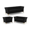 SITZGARNITUR 3+2+1 Chesterfield Whitby Schwarz Samt mit goldenen Füßen - Goldfarben/Schwarz, Holz/Textil (237/78/82cm) - S-Style Möbel