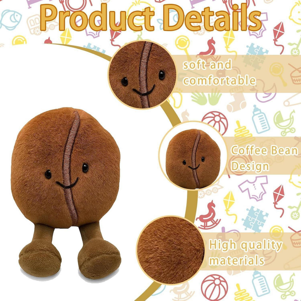 PLÜSCHTIER Kaffeebohne weich und kuschelig - Braun, Textil (6/13cm)
