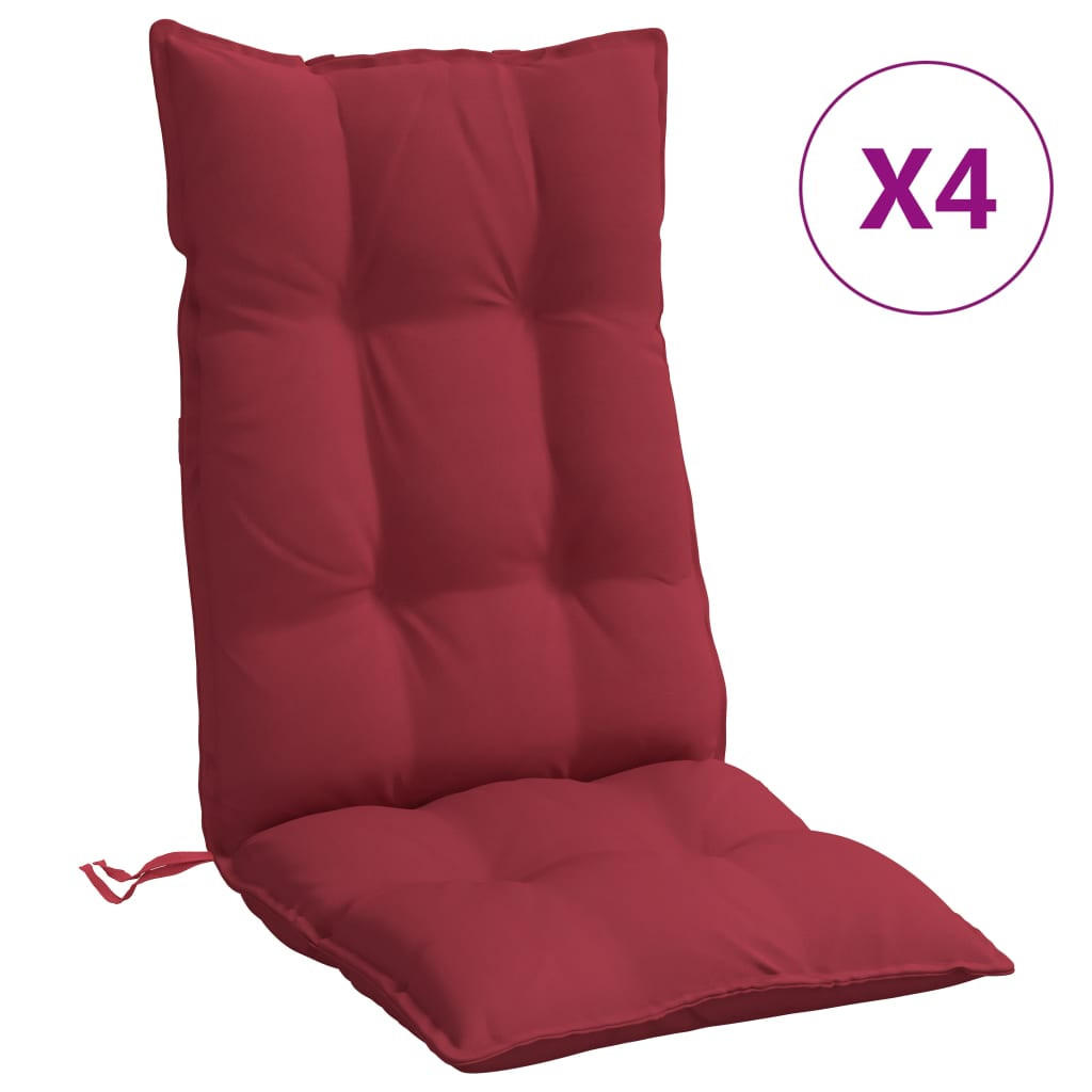 HOCHLEHNER-AUFLAGEN 4 Stk. Weinrot Oxford-Gewebe - Weinrot, Textil (50/7/120cm) - vidaXL
