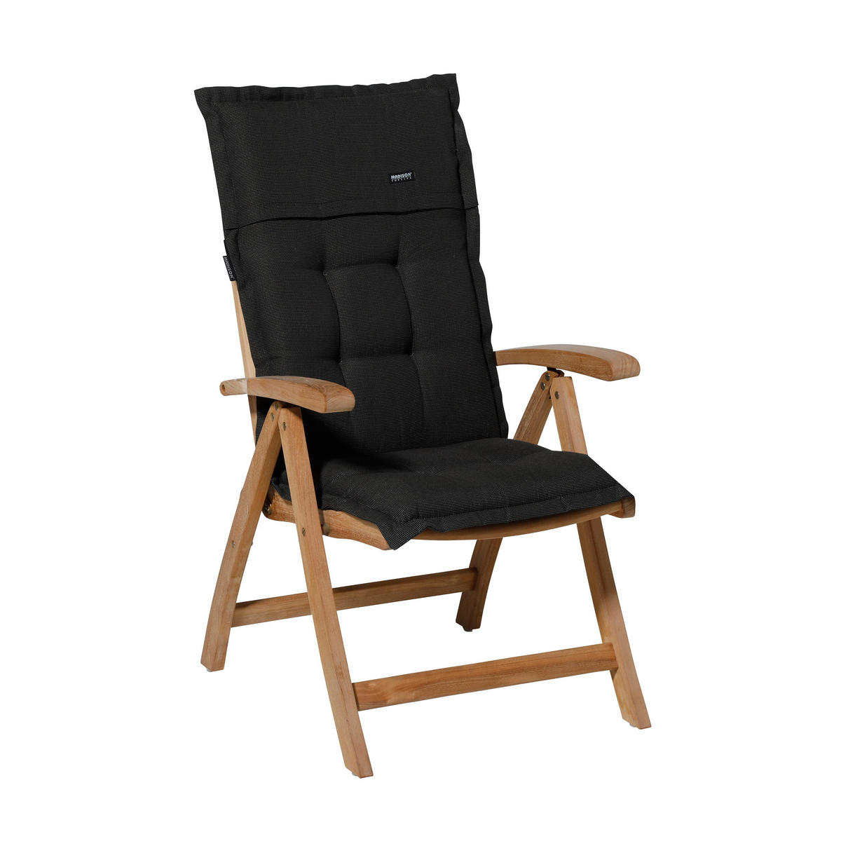 GARTENSTUHLKISSEN Rippe 105/50 cm 4er-Set - Schwarz, Textil (50/6/105cm) - Madison