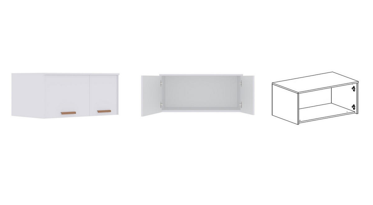 DREHTÜRENSCHRANK KLEIDERSCHRANK MIT AUFSATZ GRANT G1/18B WEIß 88/235/54 - Weiß, Holzwerkstoff (88/235/54cm) - Marmex Möbel