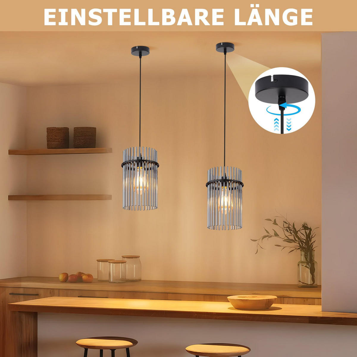 PENDELLEUCHTE ARTUR Ⅲ 16/10/150 cm - Schwarz, Metall (16/10/150cm) - Nettlife