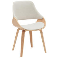 ESSZIMMERSTUHL Stoff Natura/Creme - Eukalyptusholzfarben/Walnussfarben, Holz/Textil (52/86/54cm) - CLP
