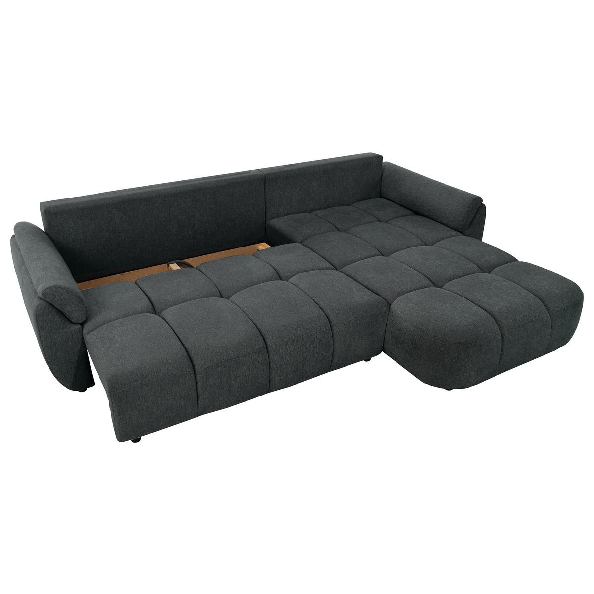 ECKSOFA Massimo, universelle Eckschlafsofa 280 cm mit Schlaffunktion und Bettkasten, Anthrazit - Anthrazit, Textil (283/204cm) - Beautysofa