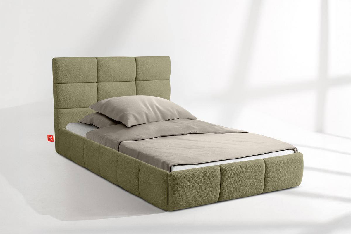 POLSTERBETT ALTOS Einzelbett, Bouclé, grün - Grün, Holz/Holzwerkstoff (120/200cm) - KONSIMO®