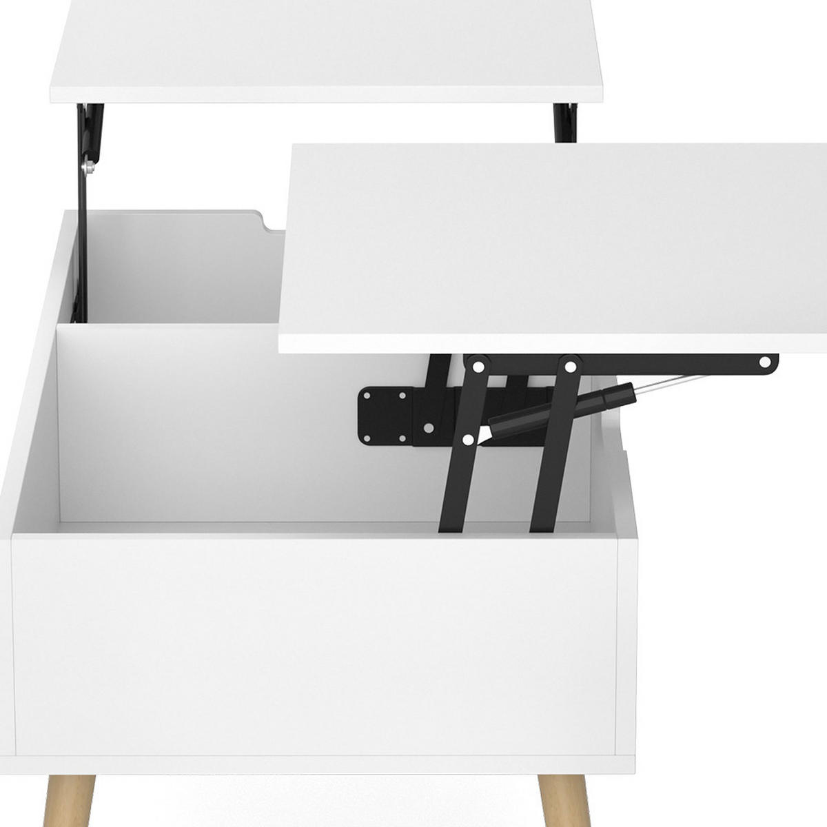 COUCHTISCH Riga Weiß 100 x 44 cm ausziebar - Weiß, Holzwerkstoff (50/100/44cm) - Vicco