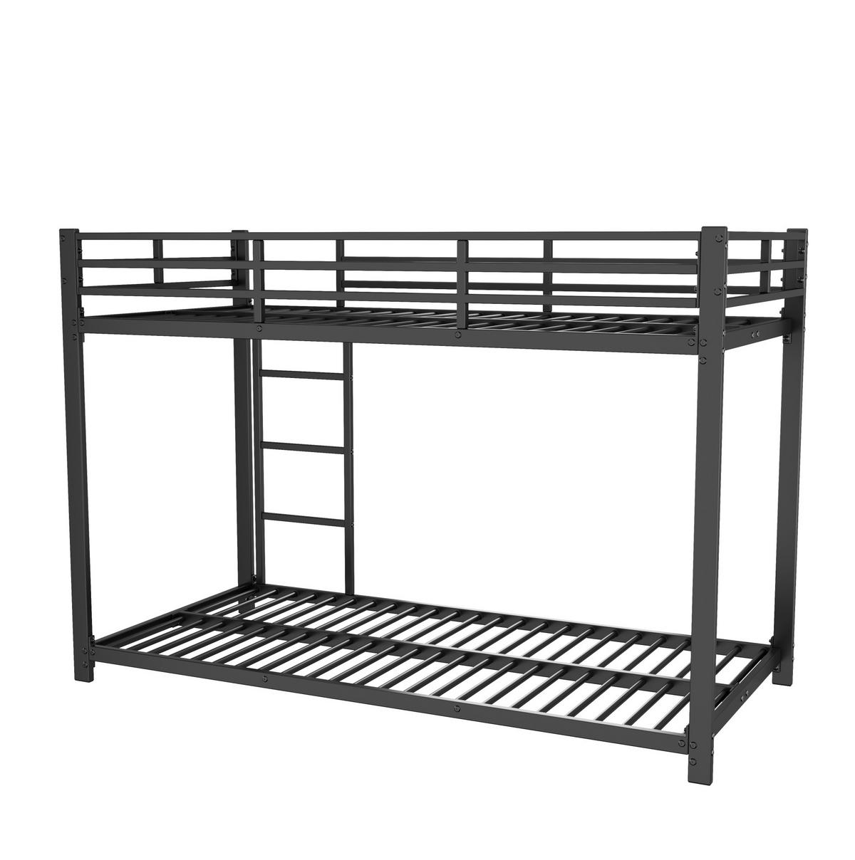 ETAGENBETT 90/200 cm aus Metall in Schwarz – platzsparend und stabil - Schwarz, Metall (90/200cm) - Flora Grace