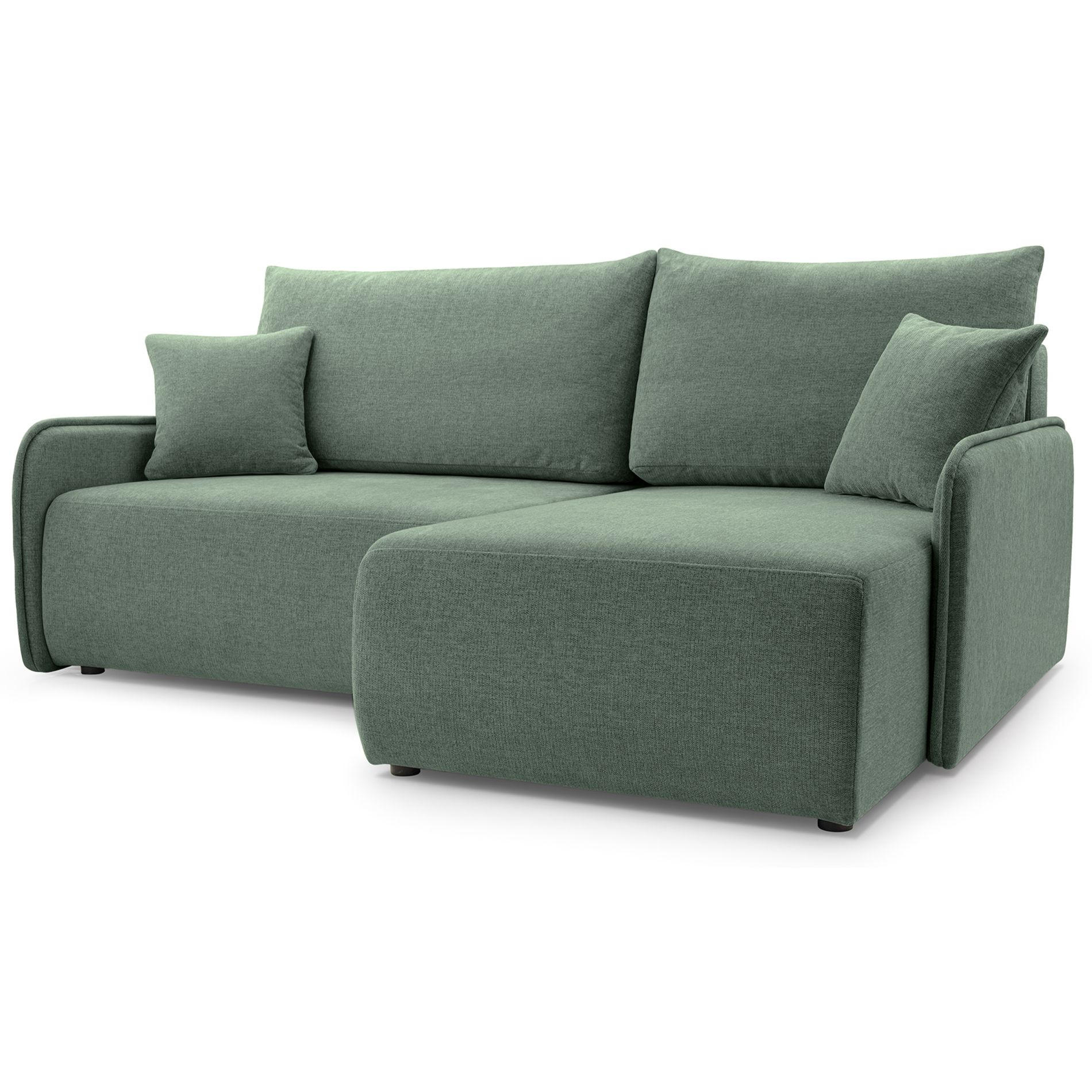 ECKSOFA Netarro, Salbeigrün Chenille, rechtsseitig - Schwarz/Hellgrün, Kunststoff/Textil (198/147cm) - Selsey