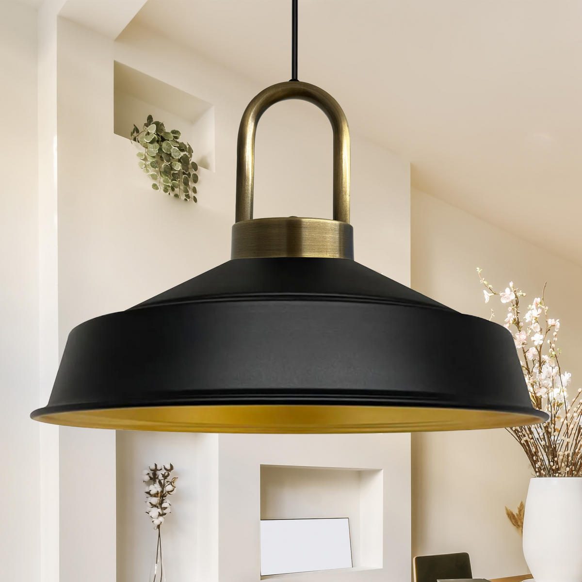 PENDELLEUCHTE Lockra - Schwarz, Metall (40/40/32cm) - Bamyum