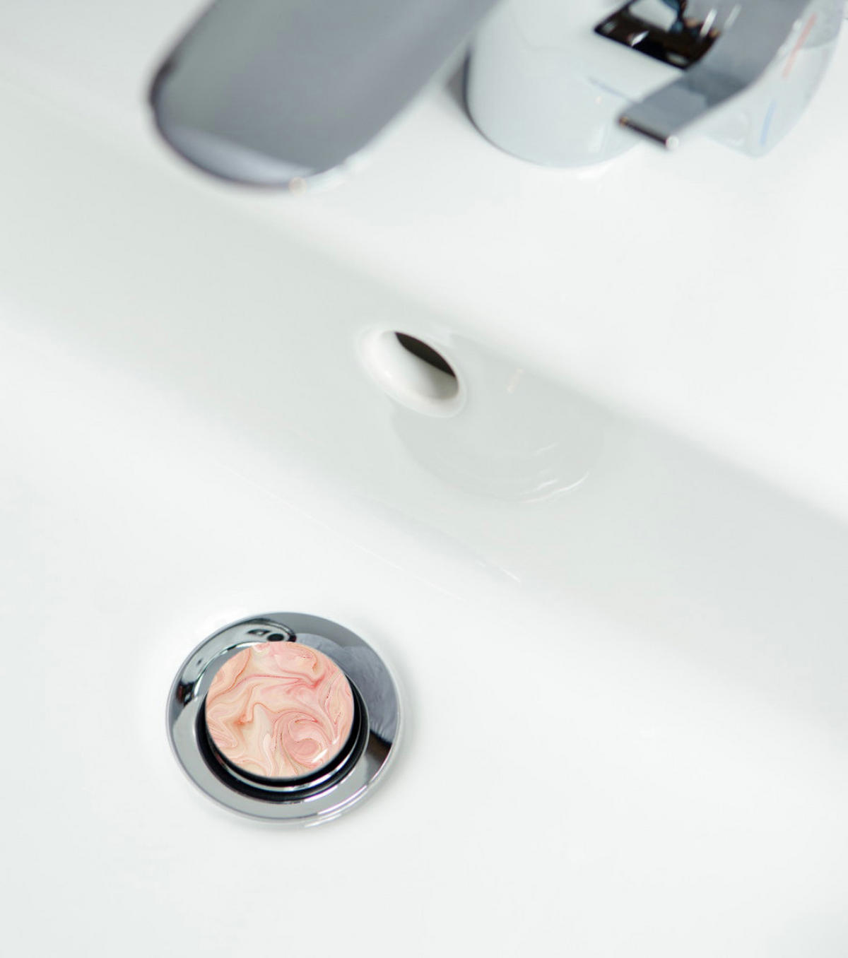 WASCHBECKENSTÖPSEL Marmor Rosa - Pink, Kunststoff/Metall (4/7/7cm) - Sanilo