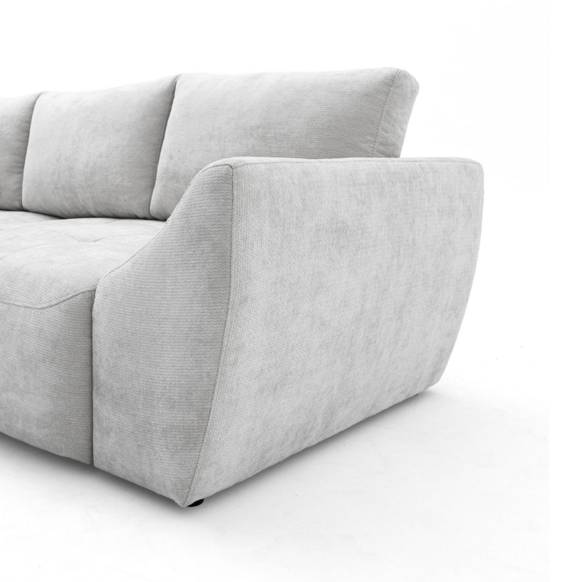 ECKSOFA NICE L Links mit Schlaffunktion 137x204 Chenille Hellgrau - Hellgrau/Schwarz, Holz/Textil (260/165cm) - Muffo
