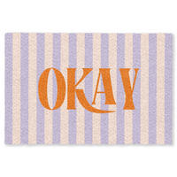 FUSSMATTE Lila – Orange – Streifen – Okay 90x60 cm - Flieder, Kunststoff (90/0.4cm) - MuchoWow