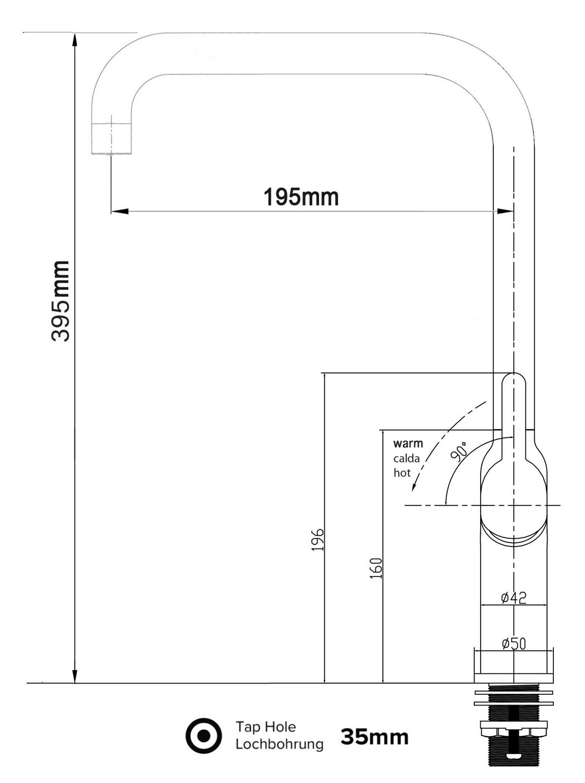 KÜCHENARMATUR, Verchromt, 360° schwenkbar - Chromfarben, Metall (19.5/39.5/19.5cm) - VIZIO