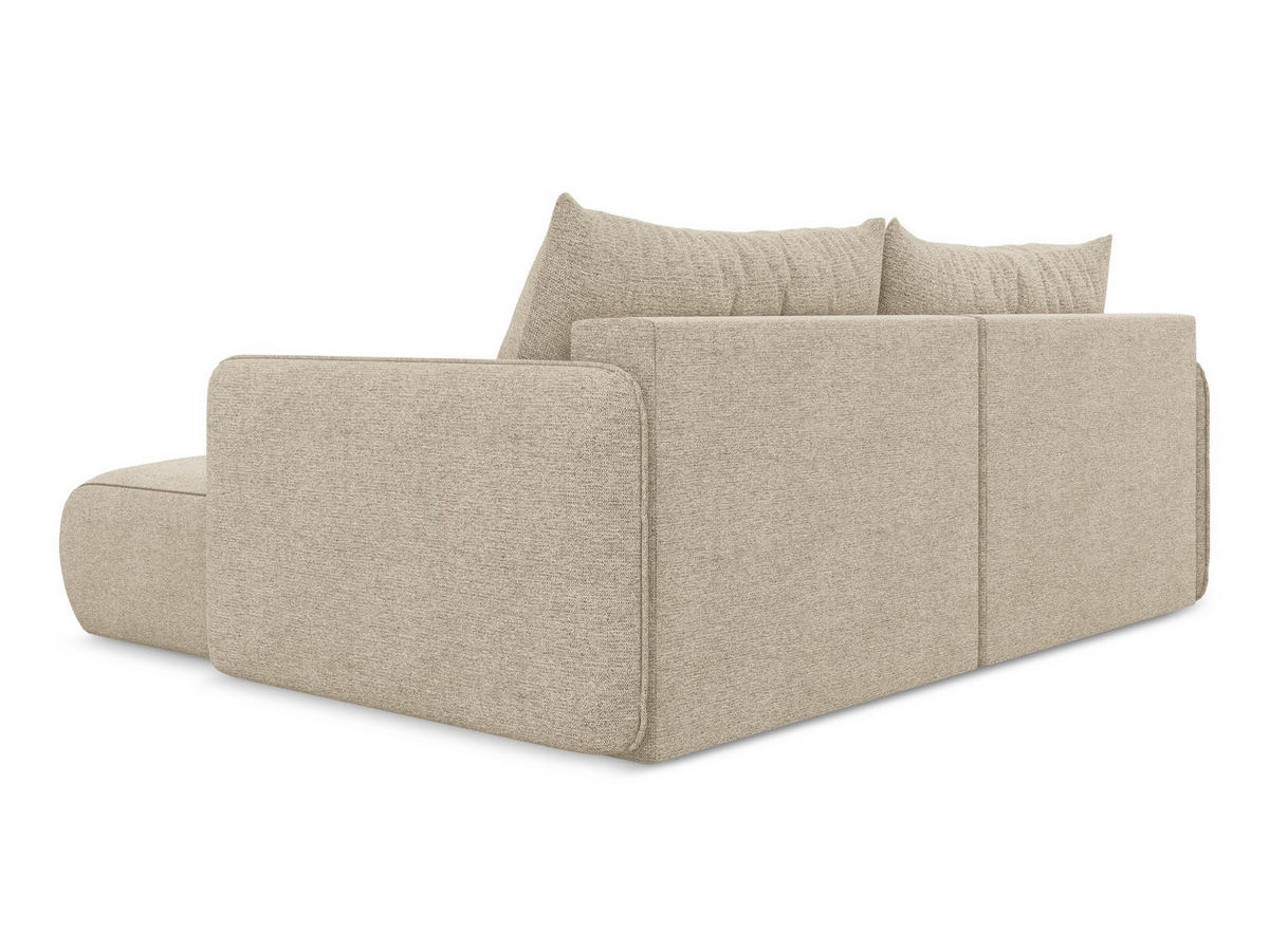ECKSOFA mit Schlaffunktion Chenille Stoff Beige - Beige/Schwarz, Kunststoff/Textil (207/148cm) - Makamii