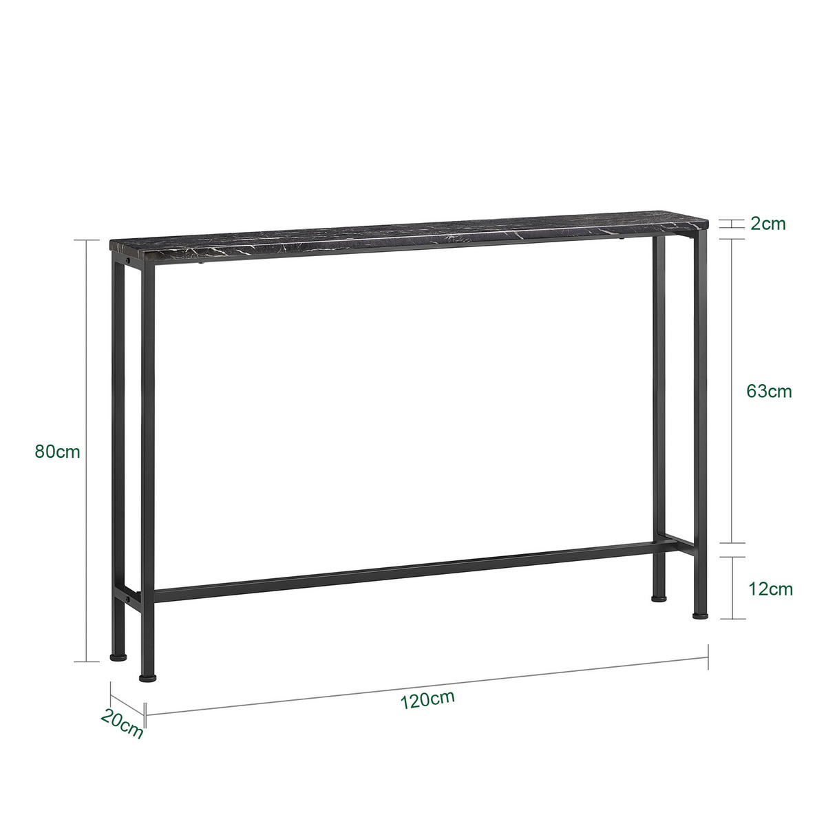 KONSOLENTISCH Schwarz - Schwarz, Holzwerkstoff/Metall (20/120/80cm) - SoBuy