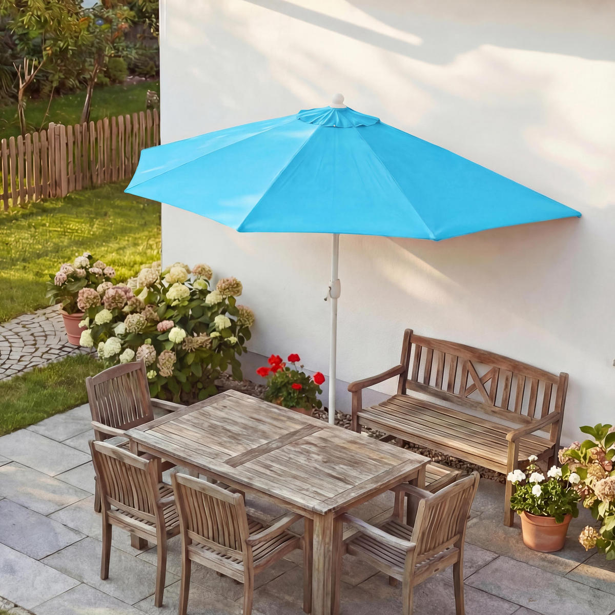 SONNENSCHIRM I HALBRUND UV 50+ Türkis - Türkis, Textil (260/135cm) - MCW