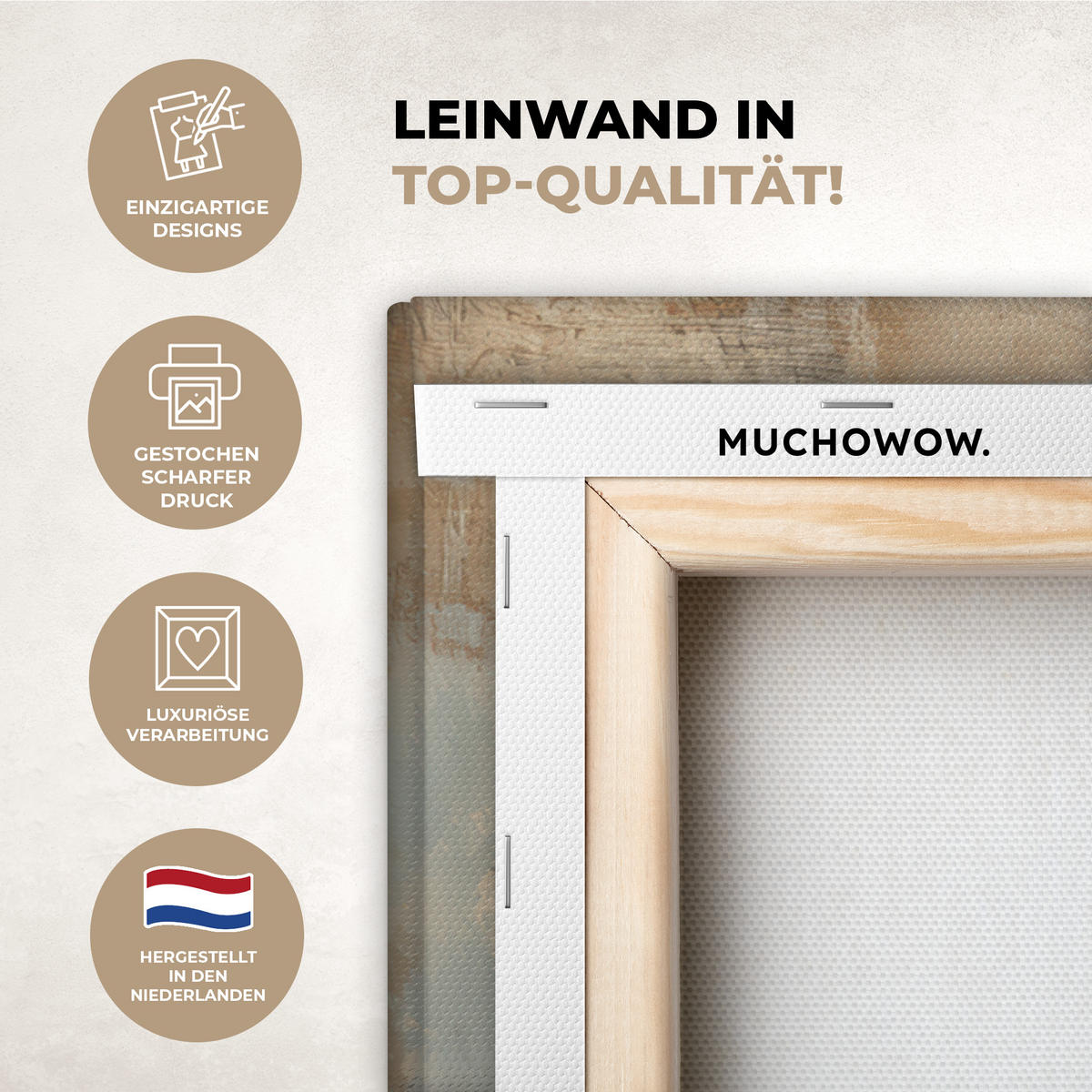 LEINWANDBILD Abstrakt - Kreuz - Hand - Christentum Wanddeko Schlafzimmer 60x90 cm - Hellbraun, Textil (60/90cm) - MuchoWow