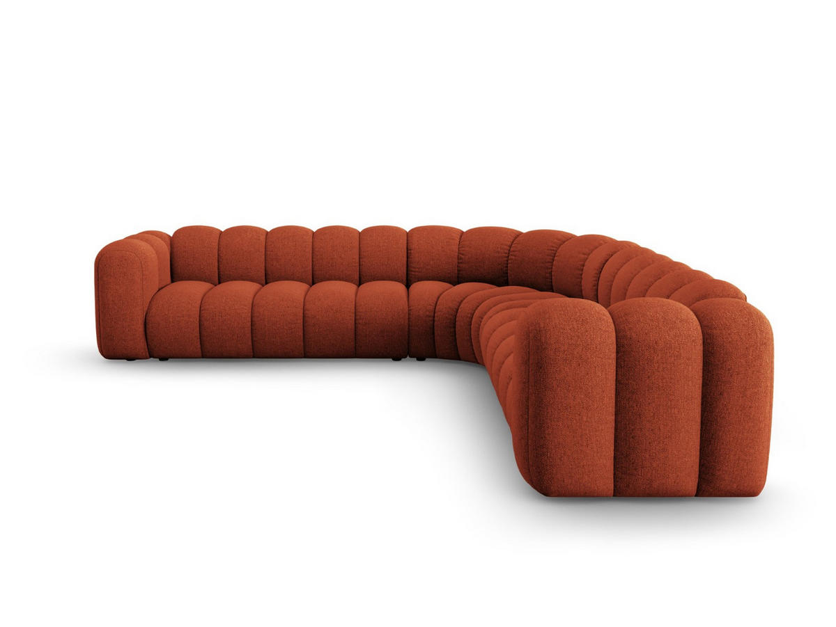 ECKSOFA symmetrisch modular Lupine aus Chenille-Stoff terrakotta 5 Sitzplätze - Terracotta, Textil (309/309cm) - Micadoni