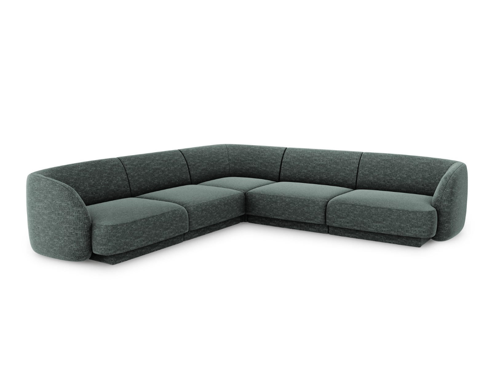 WENDBARES-ECKSOFA Miley aus Chenille-Stoff petrol 5 Sitzplätze - Petrol, Textil (255/255cm) - Micadoni
