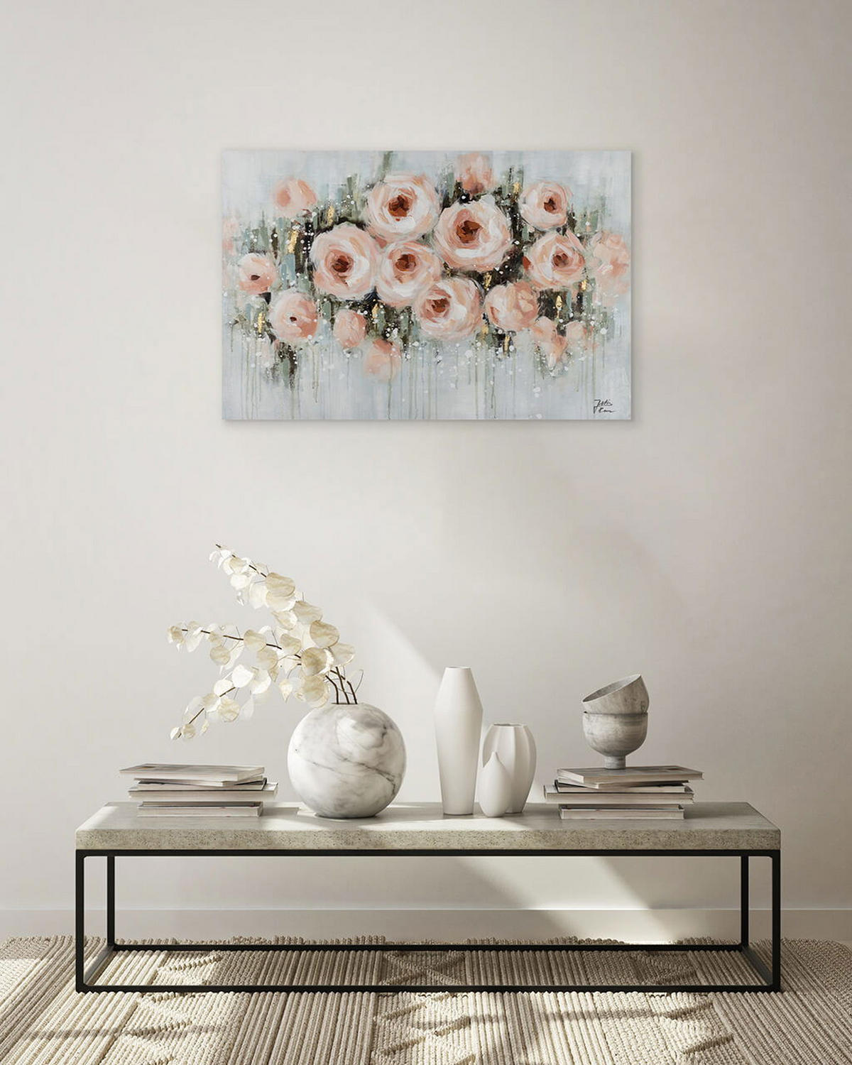 ACRYLBILD HANDGEMALT 90/60 cm - Beige/Grau, Holz/Textil (1.3/60cm) - KUNSTLOFT