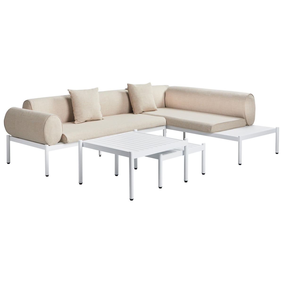 LOUNGE-SET 5-Sitzer Beige Rasiglia - Beige/Weiß, Metall - Beliani