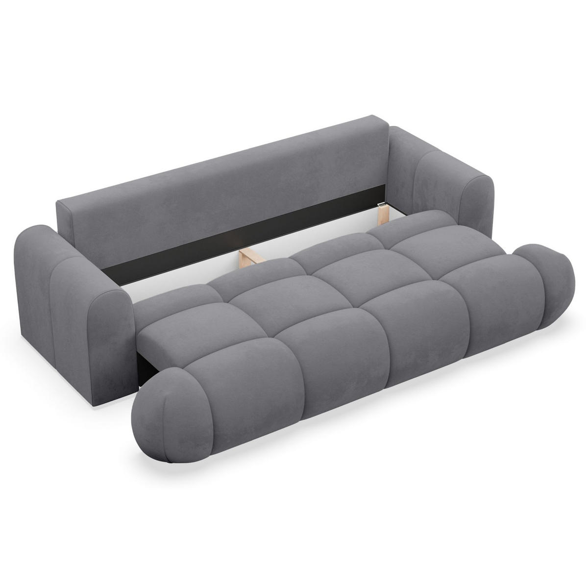 3-SITZER SOFA Ombo Doce Grau wasserabweisender Samt - Schwarz/Grau, Kunststoff/Textil (250/92/110cm) - Selsey