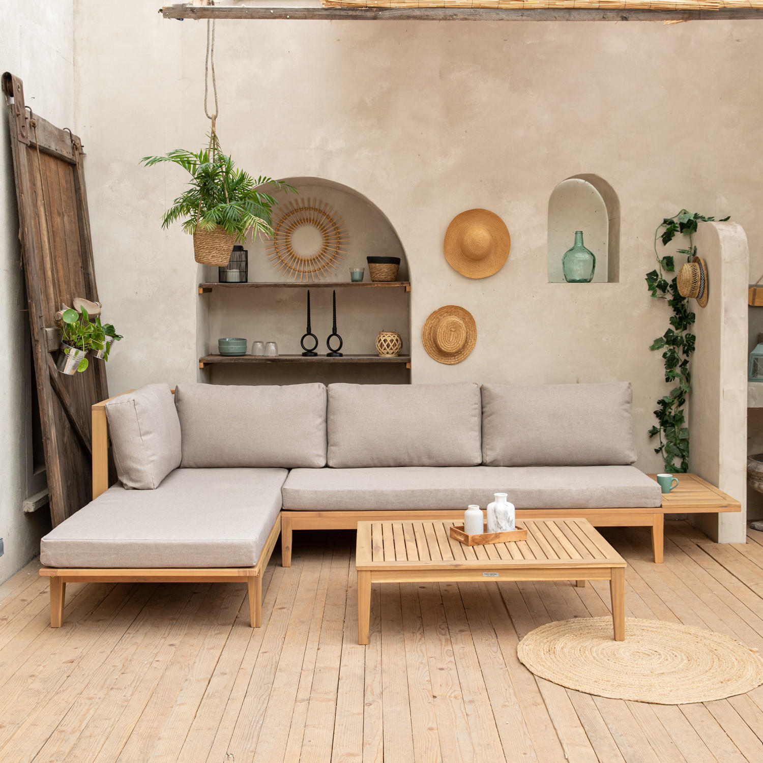 GARTENMÖBEL Pangkor Sand 4er-Set - Beige, Holz - Happy Garden