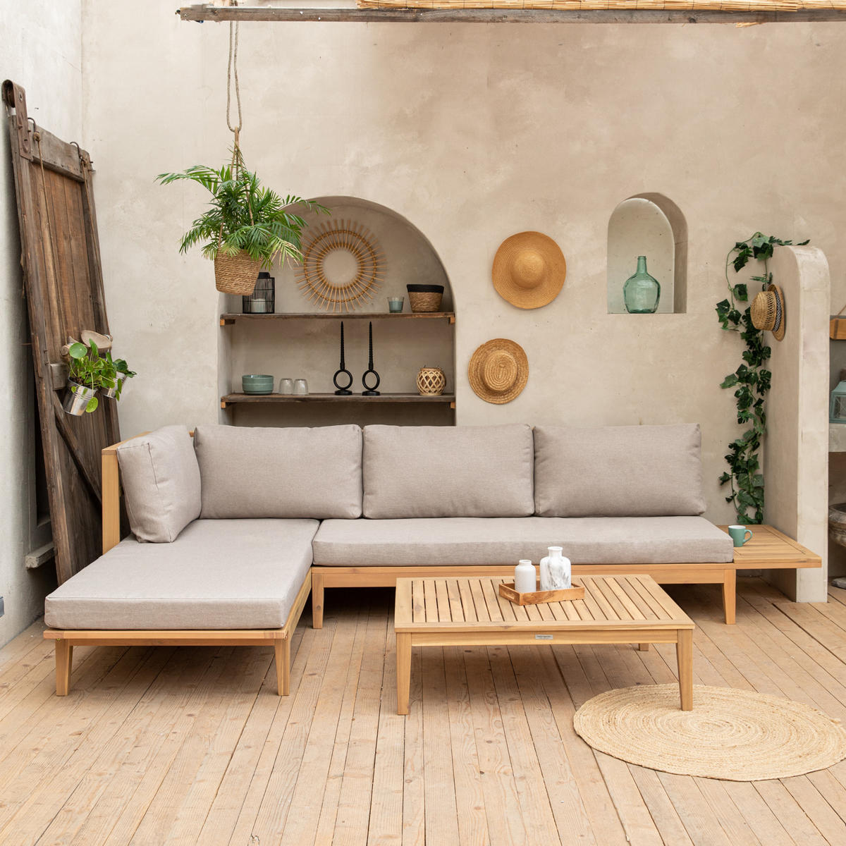GARTENMÖBEL Pangkor Sand 4er-Set - Beige, Holz - Happy Garden