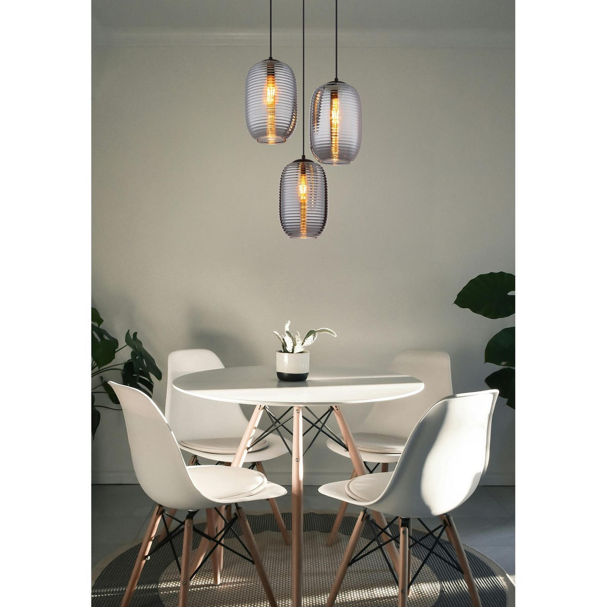 HÄNGELEUCHTE Jefrey Grau Glas - Grau, Glas (47/47/120cm) - Globo Lighting