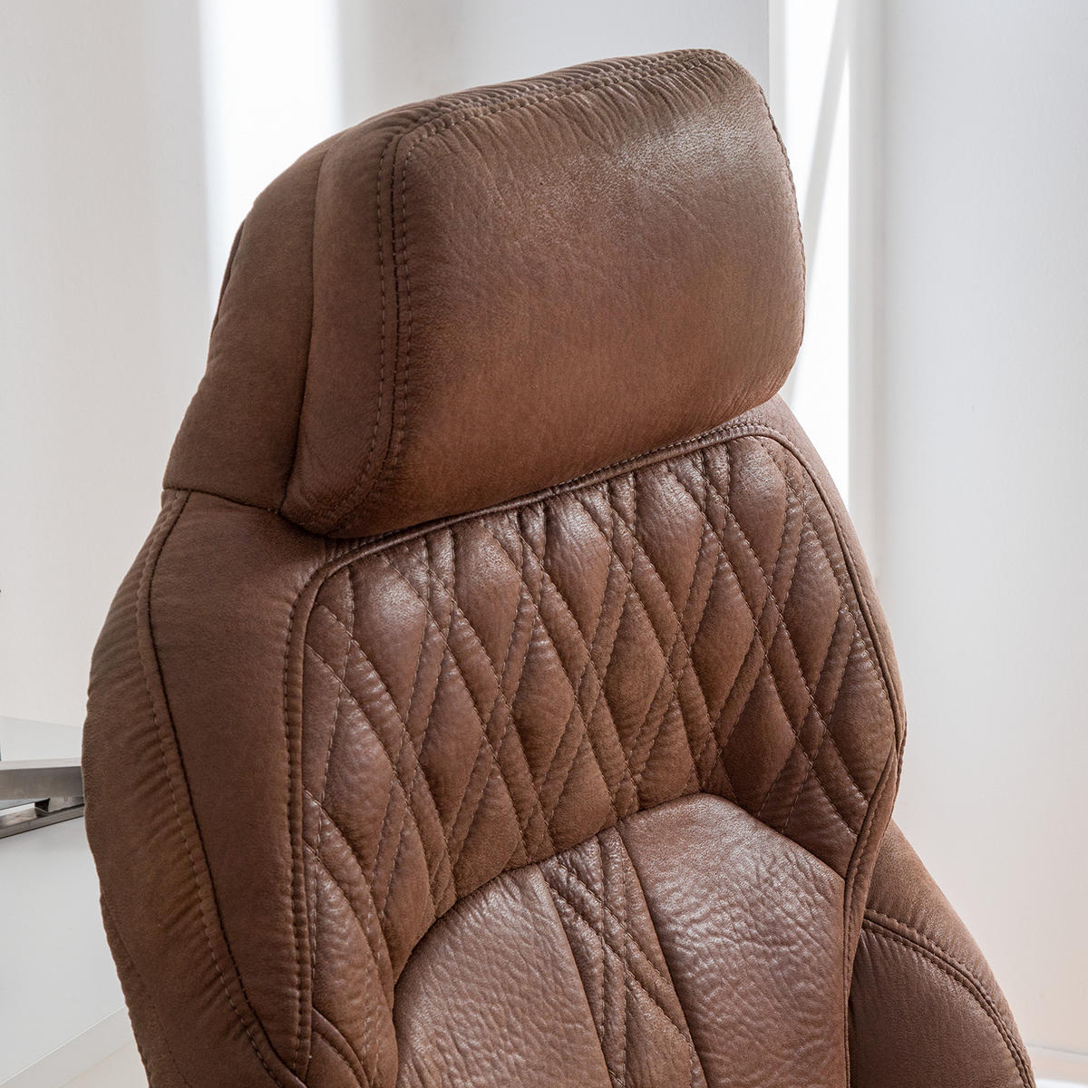 CHEFSESSEL - Microfaser / Kunststoff - Braun/Kupferfarben, Kunststoff/Textil (69/118/77cm) - home24
