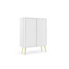 KOMMODE ZOVA - K-103, mit 6-Regalen, Metallfüße 103x39x129 cm WEISS - Goldfarben/Weiß, Holzwerkstoff/Kunststoff (103/129/39cm) - DomoHome