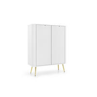 KOMMODE ZOVA - K-103, mit 6-Regalen, Metallfüße 103x39x129 cm WEISS - Goldfarben/Weiß, Holzwerkstoff/Kunststoff (103/129/39cm) - DomoHome