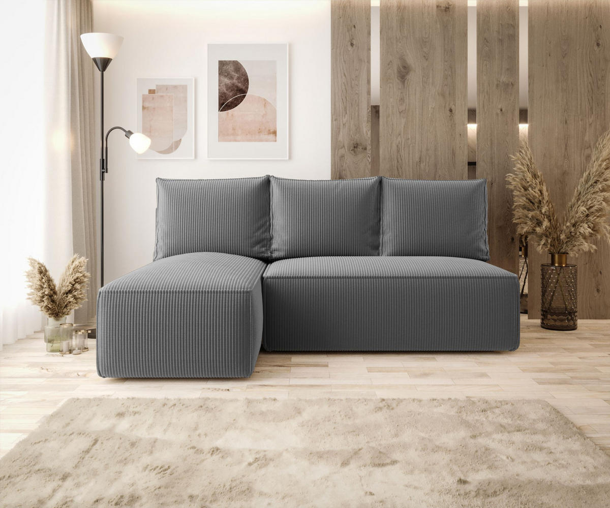 ECKSOFA mit Schlaffunktion SAVIO MINI Poso 60 Links - Grau, Textil (200/140cm) - Bedante