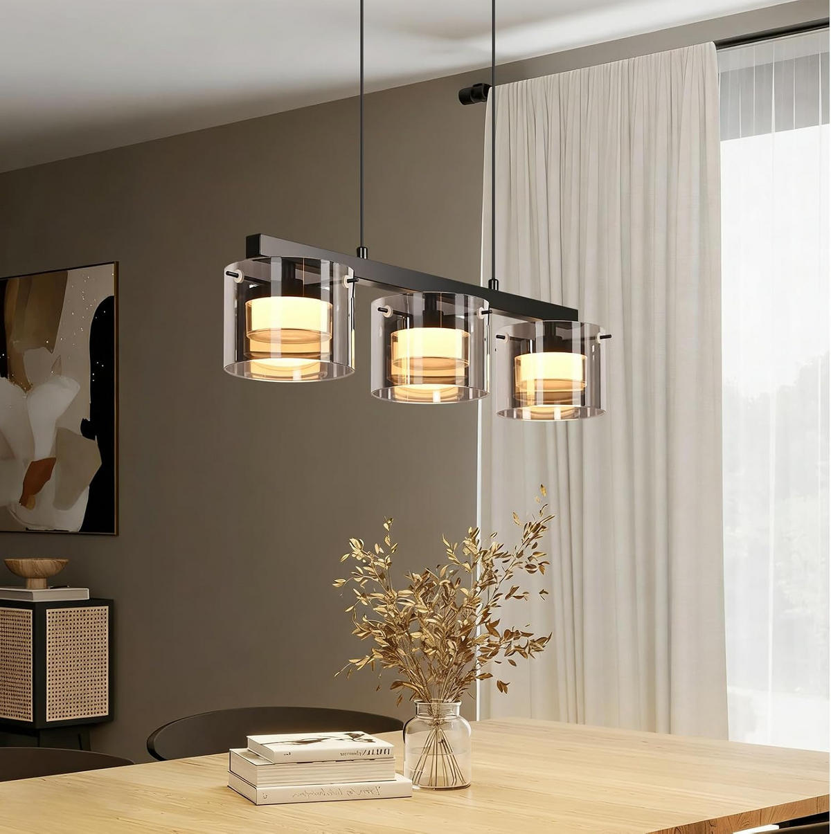 LED PENDELLEUCHTE 12/157/52cm - Schwarz, Metall (157/12/52cm) - Nettlife