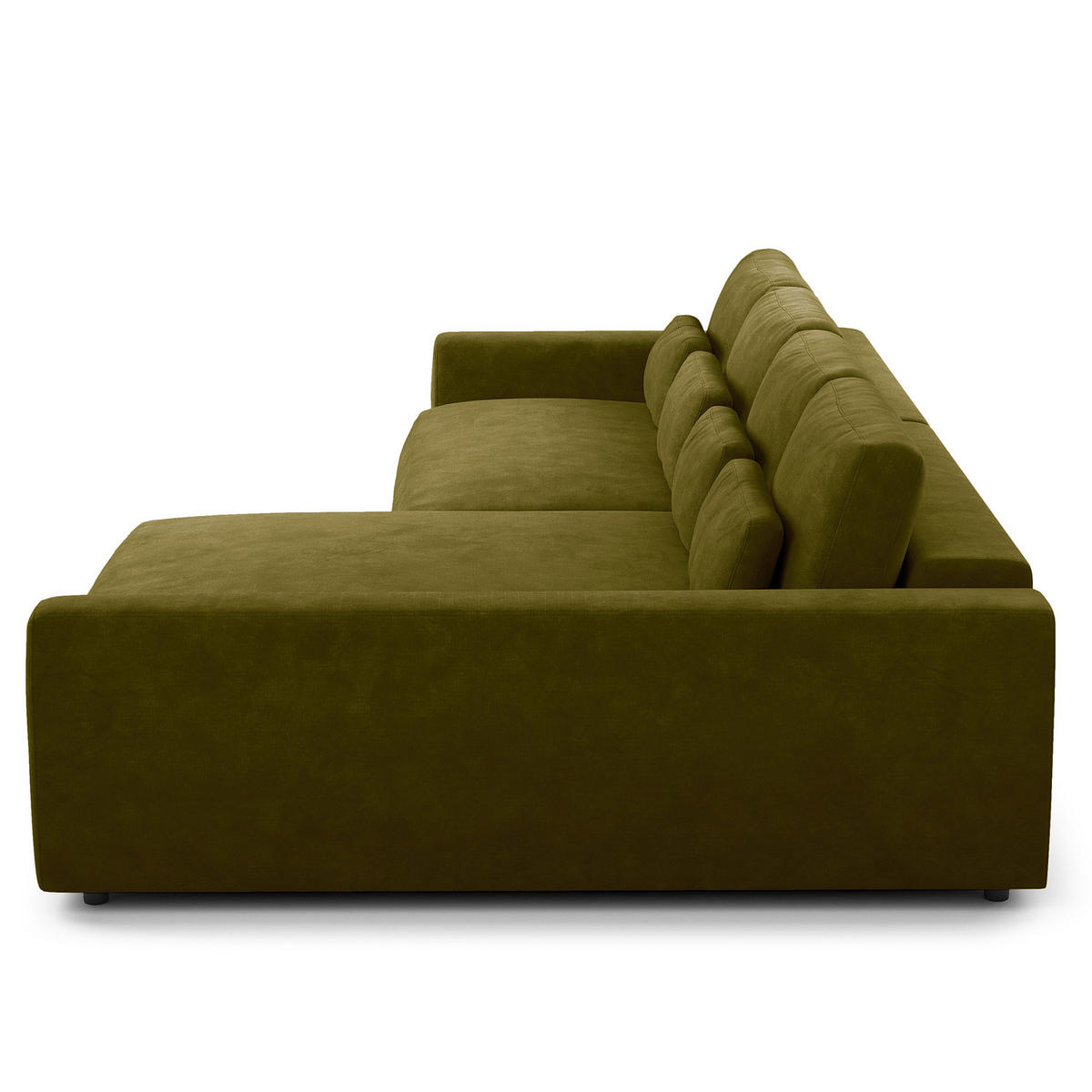 ECKSOFA mit XXL-Longchair - Schwarz/Grün, Kunststoff/Textil (323/182cm) - home24