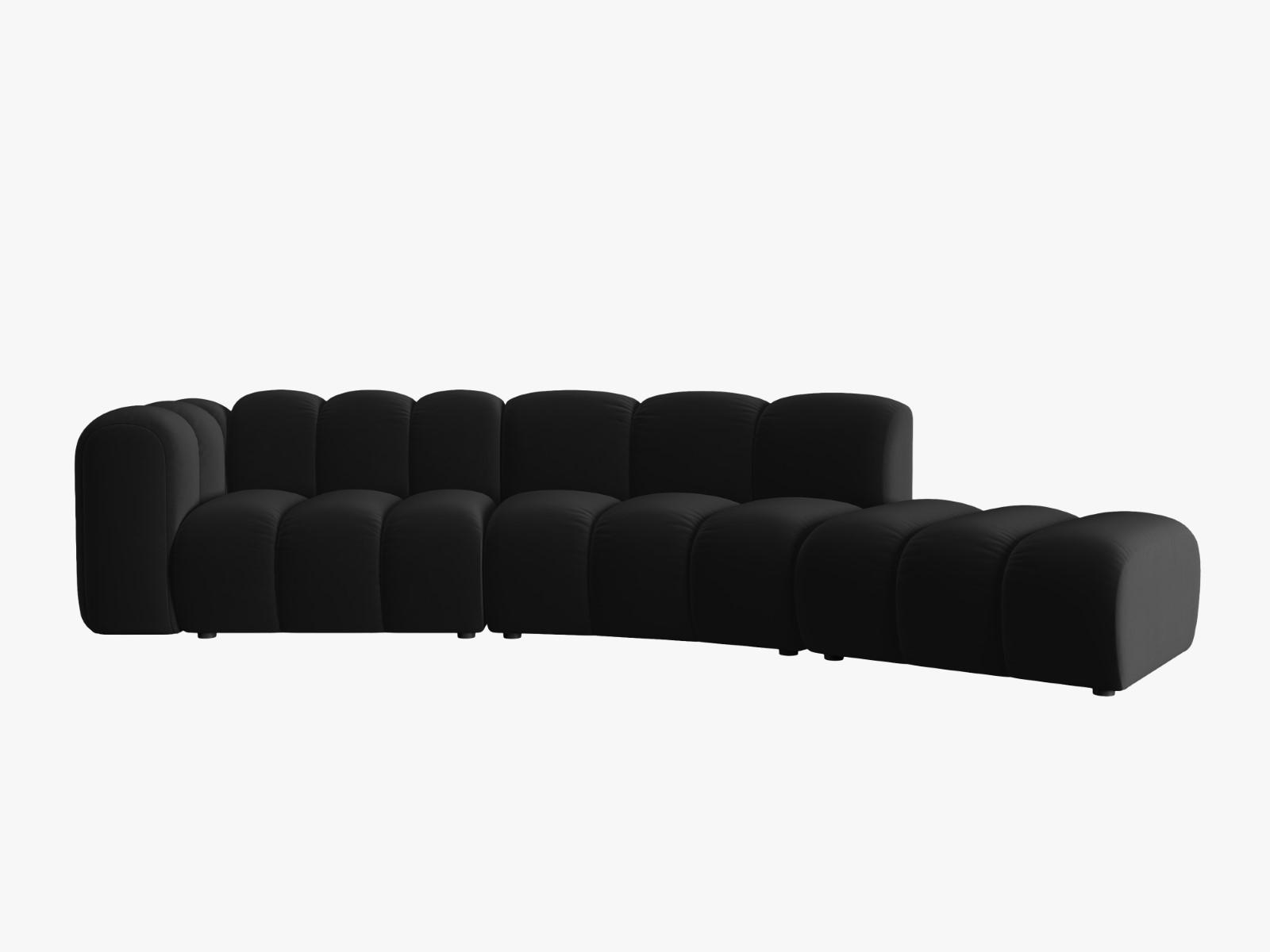 SOFA modular rechts Lupine aus Samt schwarz 5 Sitzplätze - Schwarz, Textil (166/70/335cm) - Micadoni