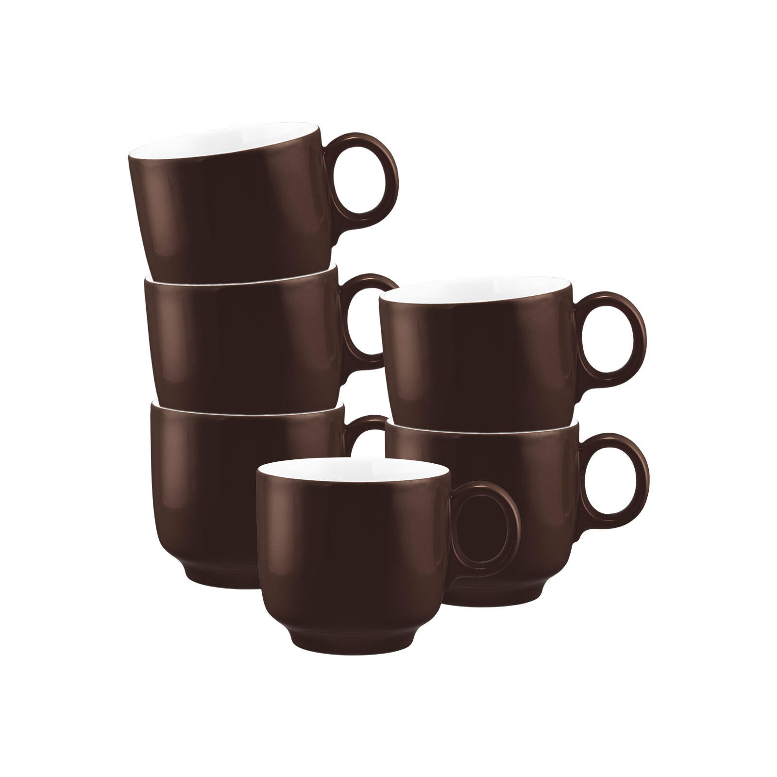 CAPPUCCINOTASSEN Sento Home Pure Colors Chocolate Brown 300 ml 6er Set - Dunkelbraun, Keramik (0.3L) - Seltmann Weiden