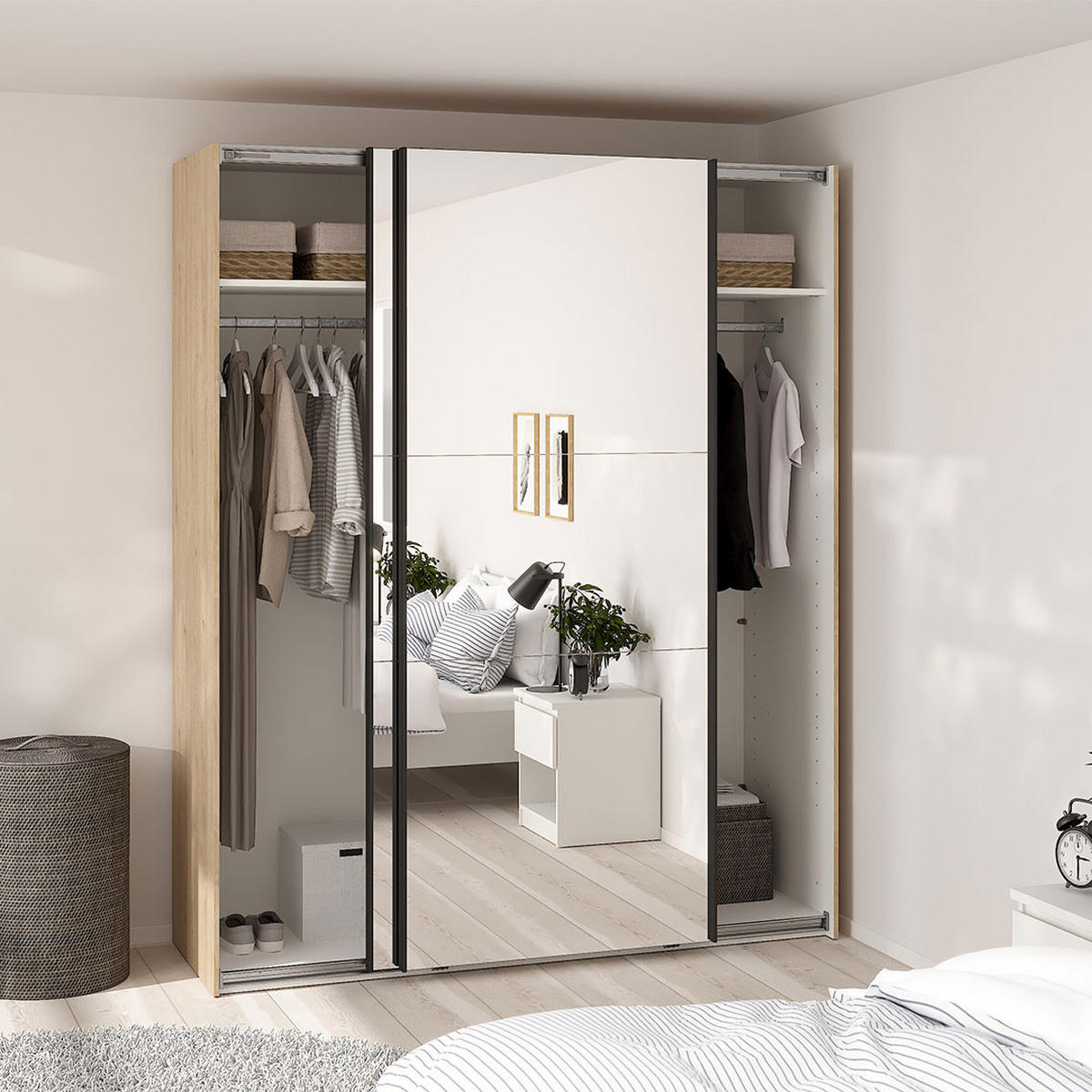 SCHIEBETÜRENSCHRANK, Como, Eiche, Holzwerkstoff, 179 x 67 x 221 cm - Eichefarben, Holzwerkstoff (179/221/67cm) - ebuy24