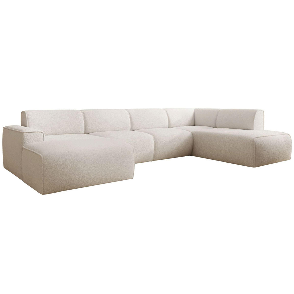 WOHNLANDSCHAFT Bouvi Creme rechts - Creme/Schwarz, Kunststoff/Textil (220/378cm) - Selsey
