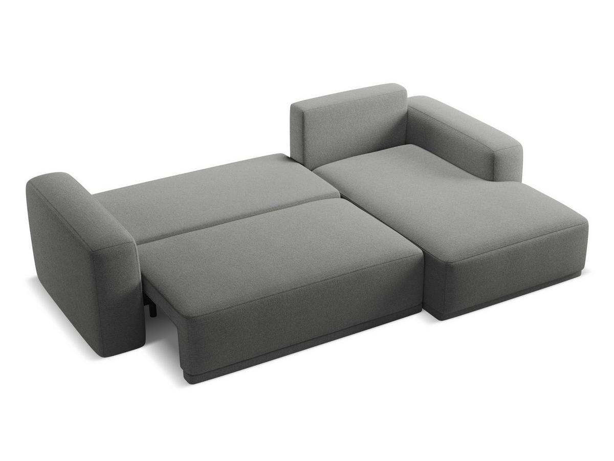 ECKSOFA mit Schlaffunktion Chenille Stoff Grau - Schieferfarben/Schwarz, Kunststoff/Textil (258/160cm) - Makamii