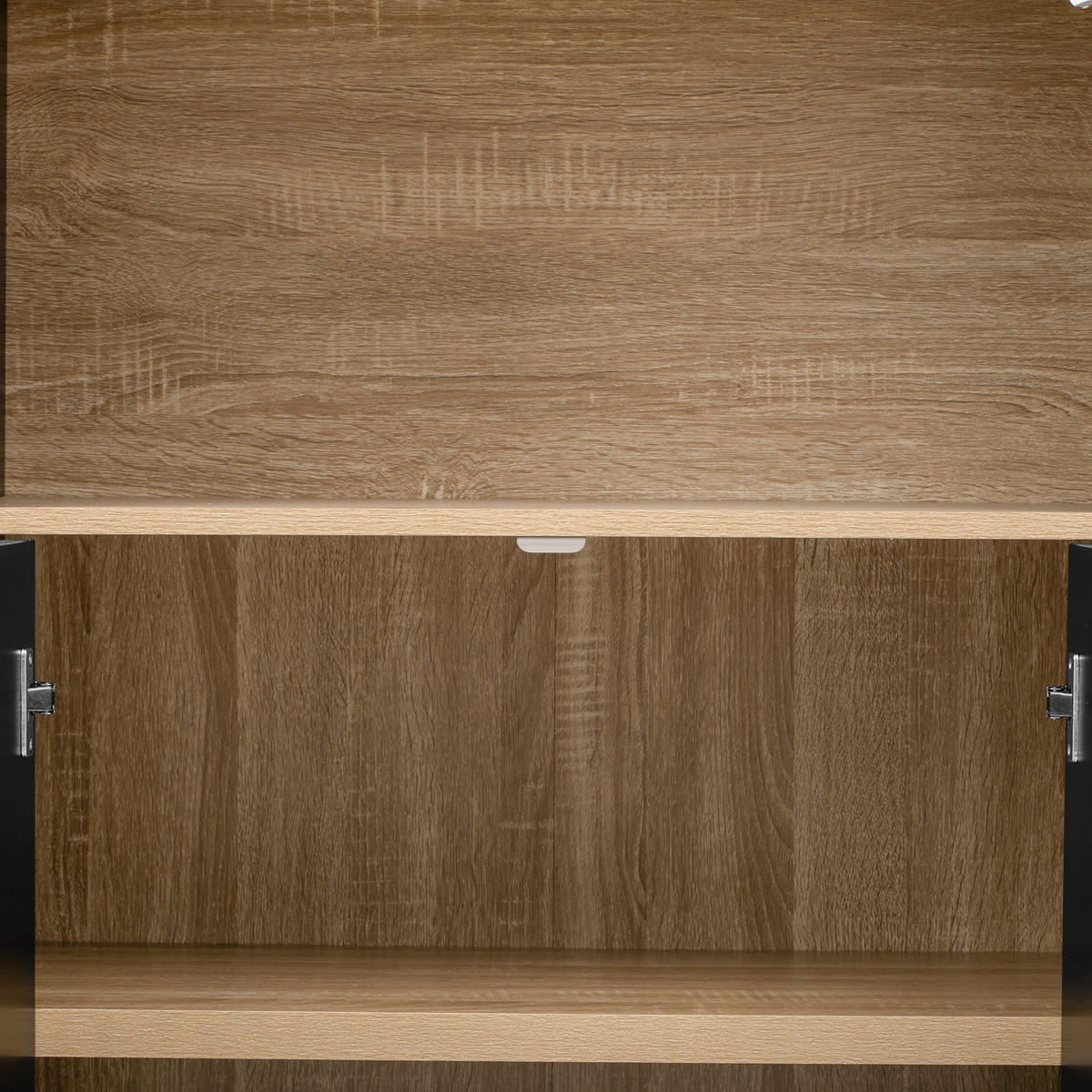 HIGHBOARD Schwarz 76,2×40×180 cm mit LED-eleuchtung und verstellbaren aus Holzwerkstoff - Schwarz, Holzwerkstoff (76.2/180/40cm)
