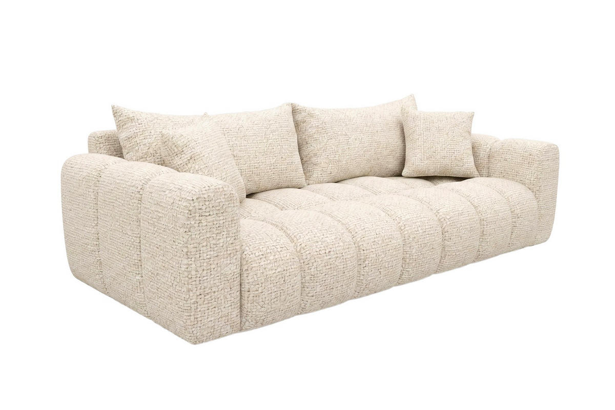 SCHLAFSOFA Mit Bettkasten, Chenillestoff Puente, Ecru, COSMOPOLITAN - Ecru, Holz (240/80/97cm) - Kaiser Möbel