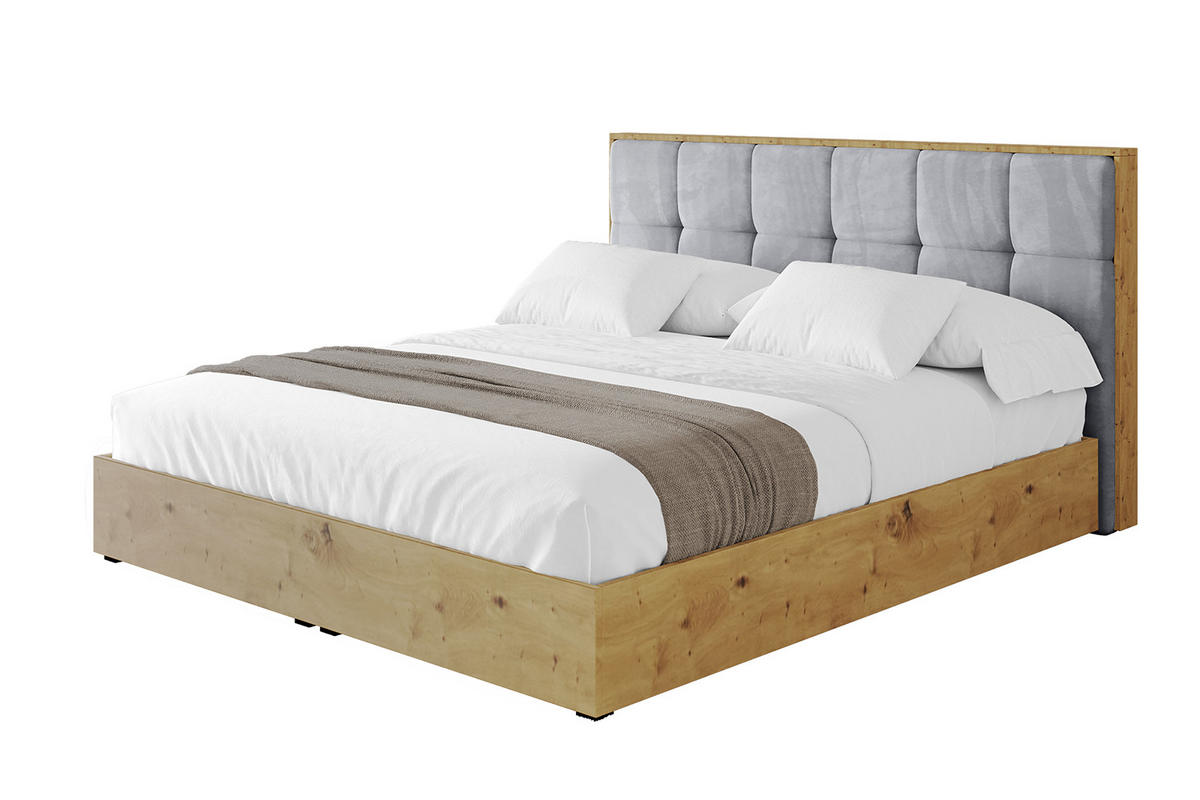 POLSTERBETT mit Bettkasten und Lattenrost, Boxbett ohne Matratze - ENZO7 120x200 Hellgrau - Hellgrau, Holzwerkstoff/Textil (120/200cm) - ALTDECOR