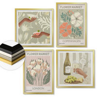 WANDBILDER 4er Set - 50x50 cm & 40x60 cm Goldrahmen - Blumenposter Weinstadt - Goldfarben, Kunststoff (50/50cm) - ArtPrintCave